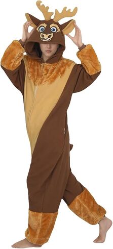 Adult Reindeer Onesie,Reindeer Costume Halloween Christmas Cosplay Costume Pajamas Women Men in Saudi Arabia