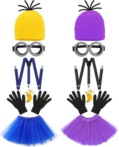 11 Pcs Adult Halloween Costume Accessories, Funny Accessory Kit with Beanie, Goggles, Tutu Skirt for Birthday Party in Kuwait