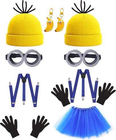 11 Pcs Adult Halloween Costume Accessories, Funny Accessory Kit with Beanie, Goggles, Tutu Skirt for Birthday Party in Kuwait