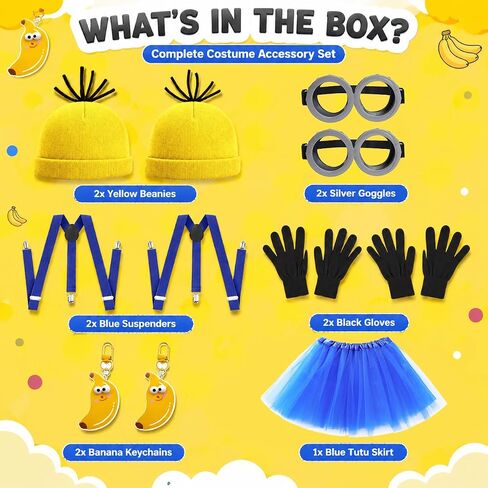 11 Pcs Adult Halloween Costume Accessories, Funny Accessory Kit with Beanie, Goggles, Tutu Skirt for Birthday Party in Kuwait
