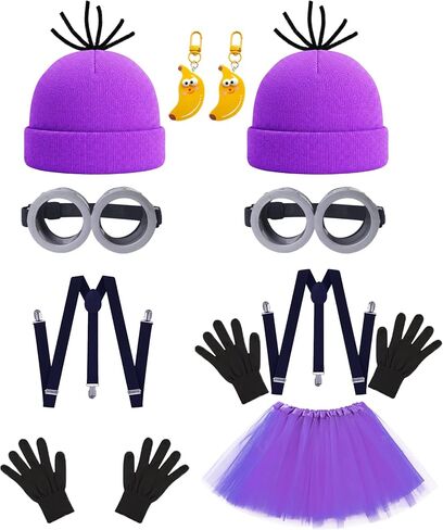 11 Pcs Adult Halloween Costume Accessories, Funny Accessory Kit with Beanie, Goggles, Tutu Skirt for Birthday Party in Kuwait