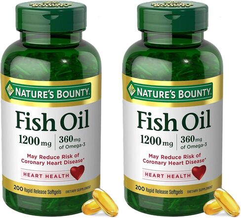 FIsh Oil by Nature's Bounty, Dietary Supplement, Omega 3. Supports Heart Health, 1200 Mg, 200 Rapid Release Softgels in Saudi Arabia