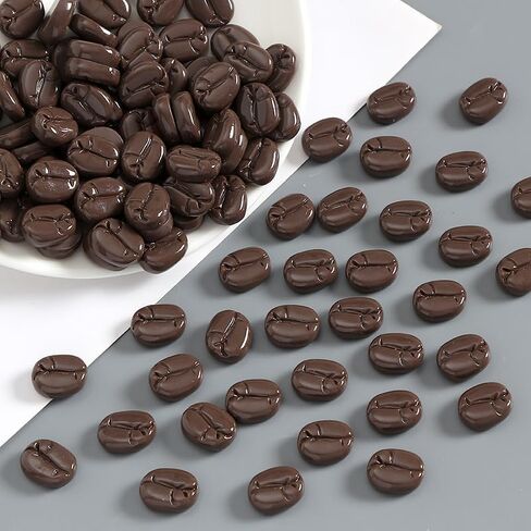 100 Pcs Artificial Coffee Beans, Simulation Resin Mini Faux Coffee Beans Artificial Plant for Home Kitchen Cafe Shop Cabinet Display Photography Props(Non-Edible) in Saudi Arabia