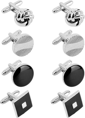 8pcs Cufflinks for Men, Classic Simple Cufflinks Men’s Jewelry Accessories for Groom Shirt Suit (4 Designs) in Kuwait