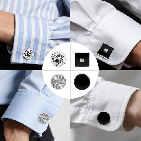 8pcs Cufflinks for Men, Classic Simple Cufflinks Men’s Jewelry Accessories for Groom Shirt Suit (4 Designs) in Kuwait