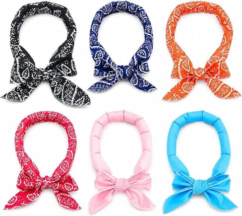 6 Pcs Cooling Neck Wraps Neck Cooler Ice Bandanas Scarf for Hot Weather, Cooling Scarf Ice Bandanas Summer for Men Women Camping Running Outdoor Sports in Kuwait