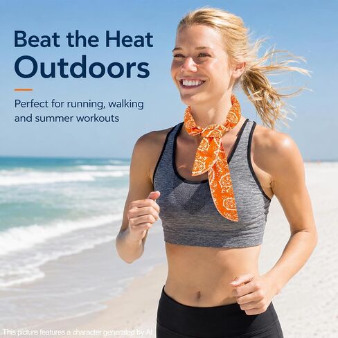 6 Pcs Cooling Neck Wraps Neck Cooler Ice Bandanas Scarf for Hot Weather, Cooling Scarf Ice Bandanas Summer for Men Women Camping Running Outdoor Sports in Kuwait