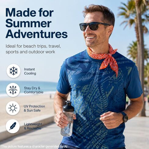6 Pcs Cooling Neck Wraps Neck Cooler Ice Bandanas Scarf for Hot Weather, Cooling Scarf Ice Bandanas Summer for Men Women Camping Running Outdoor Sports in Kuwait