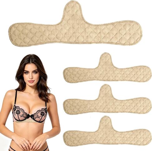 Thinp 4 Pcs Cotton Bra Liners, Bra Liners to Absorb Sweat Under Breasts Reusable Under Breasts Sweats Absorb Pads in Kuwait
