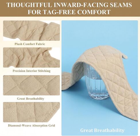 Thinp 4 Pcs Cotton Bra Liners, Bra Liners to Absorb Sweat Under Breasts Reusable Under Breasts Sweats Absorb Pads in Kuwait