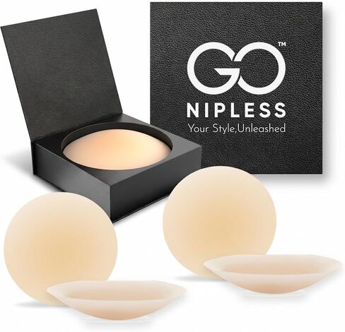 Go Nipless Silicone Nipple Covers For Women - 2 Pairs Value Pack, Dermatologist Approved Reusable Silicone Pasties, Sticky Bra Alternative, Adhesive Breast Petals A-DD, Strapless Backless Wear Nude in Saudi Arabia