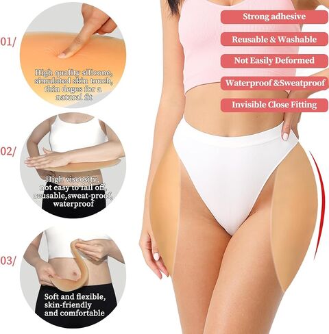 2Pcs Self Adhesive Silicone Hip Pads for Women Soft Sticky Silicone Butt Pads Natural Looking Hip Enhancer Pads in Saudi Arabia
