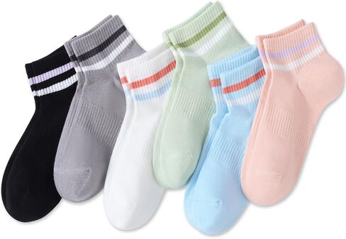 SIONCY 6 Pairs Ankle Socks for Women Cotton Low Cut Thin Casual Athletic Socks Breathable in Kuwait