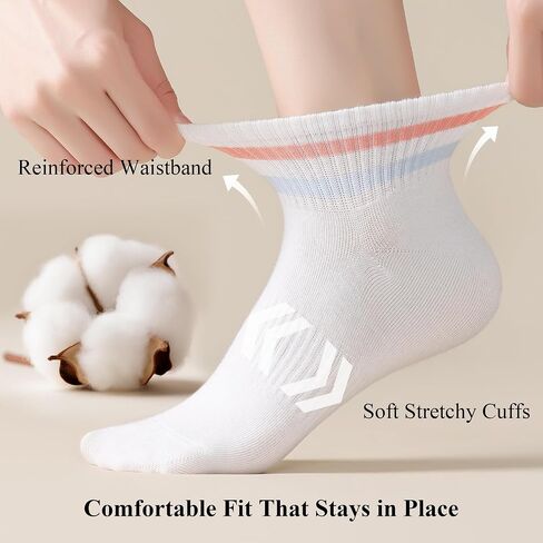 SIONCY 6 Pairs Ankle Socks for Women Cotton Low Cut Thin Casual Athletic Socks Breathable in Kuwait
