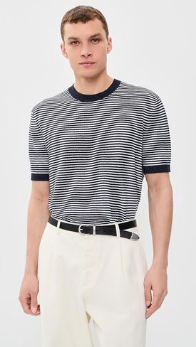 Theory Men's Stripe Tee in Pacific Linen in Kuwait