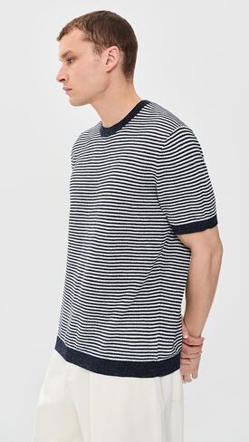 Theory Men's Stripe Tee in Pacific Linen in Kuwait