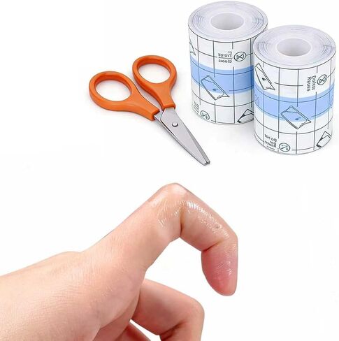 Fingertip Bandages -2 Rolls Finger Tape Waterproof Transparent Fingertip & Knuckle Bandages, Flexible Film Bandage Tape for Cracked Fingers, Finger Protector for Thumb & Toe, Includes Small Scissors in Saudi Arabia