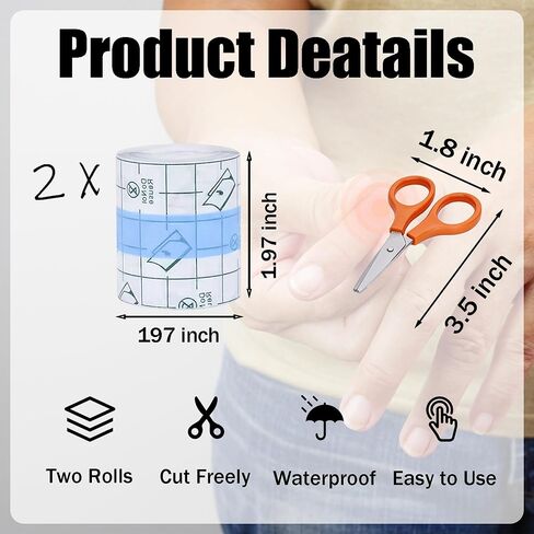 Fingertip Bandages -2 Rolls Finger Tape Waterproof Transparent Fingertip & Knuckle Bandages, Flexible Film Bandage Tape for Cracked Fingers, Finger Protector for Thumb & Toe, Includes Small Scissors in Saudi Arabia