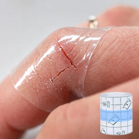 Fingertip Bandages -2 Rolls Finger Tape Waterproof Transparent Fingertip & Knuckle Bandages, Flexible Film Bandage Tape for Cracked Fingers, Finger Protector for Thumb & Toe, Includes Small Scissors in Saudi Arabia