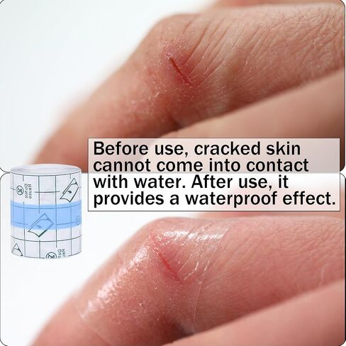 Fingertip Bandages -2 Rolls Finger Tape Waterproof Transparent Fingertip & Knuckle Bandages, Flexible Film Bandage Tape for Cracked Fingers, Finger Protector for Thumb & Toe, Includes Small Scissors in Saudi Arabia