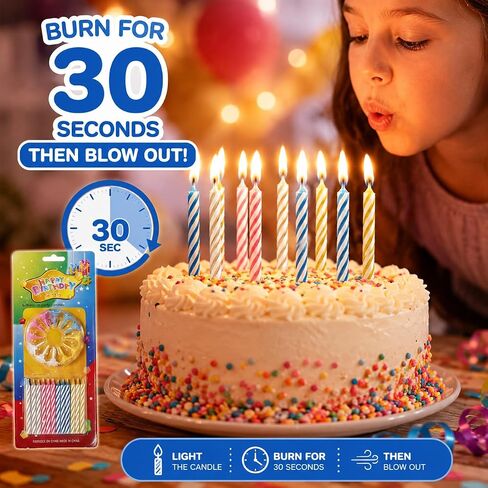 شموع عيد الميلاد السحرية، Relight بعد نفخ شموع الكيك، مفاجأة عيد ميلاد مضحكة (12 متعدد الألوان) in Kuwait