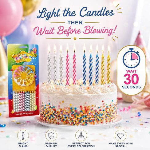 شموع عيد الميلاد السحرية، Relight بعد نفخ شموع الكيك، مفاجأة عيد ميلاد مضحكة (12 متعدد الألوان) in Kuwait