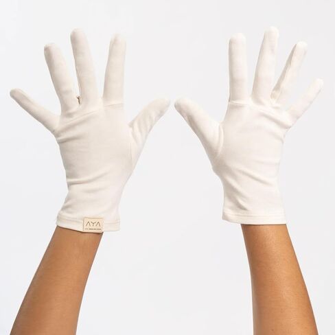 ayaecofashion AYA | Unisex Organic Pima Cotton Gloves | Natural Blue S in Saudi Arabia