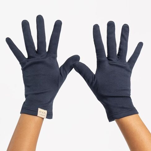 ayaecofashion AYA | Unisex Organic Pima Cotton Gloves | Natural Blue S in Saudi Arabia