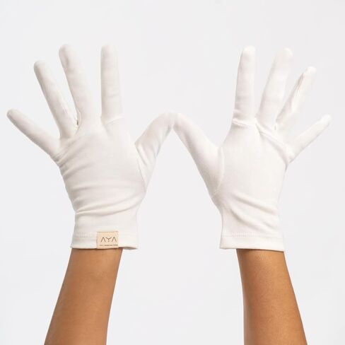 ayaecofashion AYA | Unisex Organic Pima Cotton Gloves | Natural Blue S in Saudi Arabia