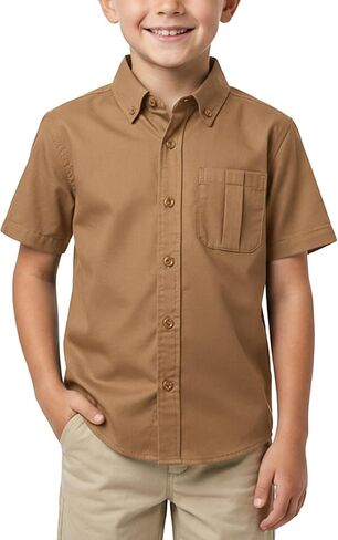 Boys Button Down Shirt, Boy Fashion Casual Dress Shirts, Short Sleeve Button Up Shirt for School, Outdoor in Saudi Arabia