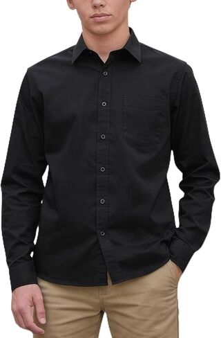 ToBeInStyle Boys’ Juniors Long Sleeve Dress Shirt Solid Button Down Collar Shirt Uniform Top in Kuwait