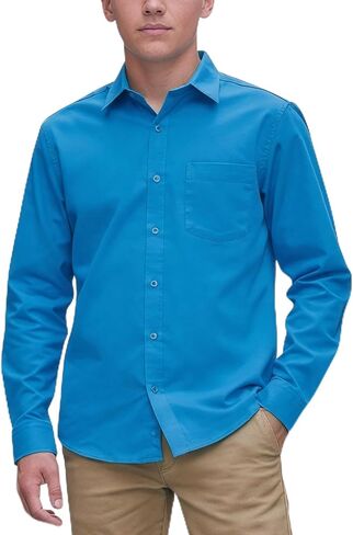 ToBeInStyle Boys’ Juniors Long Sleeve Dress Shirt Solid Button Down Collar Shirt Uniform Top in Kuwait
