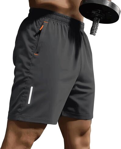 SHAGGA 3 Pack Gym Shorts Men Lightweight Quick Dry Athletic Shorts 7inch Inseam with Zipper Pockets for Running Casual in Kuwait