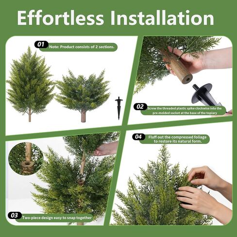 DREAMLOOM 3ft UV-Resistant Artificial Cedar Topiary Tree Faux Cypress Outdoor Fake Pine Plant Shrubs Bushes for Home Garden Porch Entryway, Set of 2 in Saudi Arabia