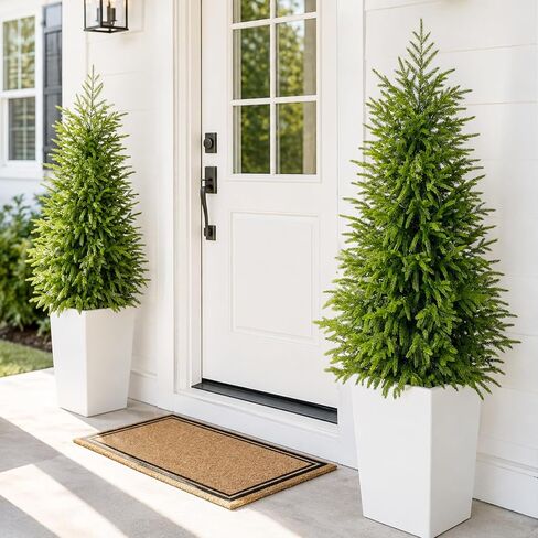 2pack 3FT أشجار توبياري اصطناعية للخارجية، مقاومة للأشعة فوق البنفسجية واقعية شجيرات الصنوبر فو النباتات، أشجار وهمية داخلية للمكاتب المنزلية ديكور الشرفة الأمامية in Kuwait