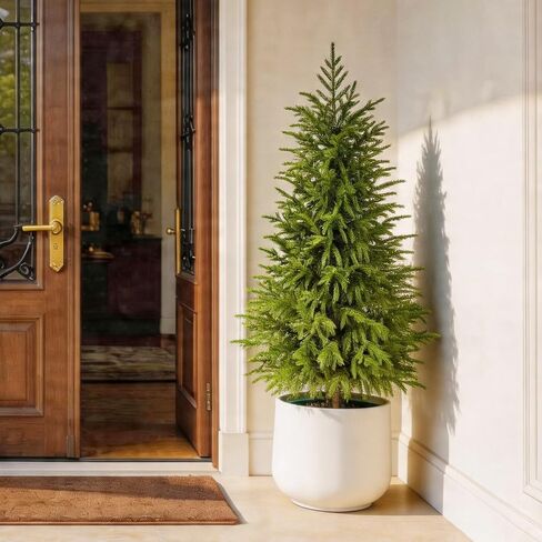 2pack 3FT أشجار توبياري اصطناعية للخارجية، مقاومة للأشعة فوق البنفسجية واقعية شجيرات الصنوبر فو النباتات، أشجار وهمية داخلية للمكاتب المنزلية ديكور الشرفة الأمامية in Kuwait
