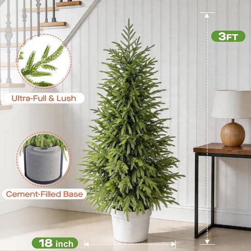 2pack 3FT أشجار توبياري اصطناعية للخارجية، مقاومة للأشعة فوق البنفسجية واقعية شجيرات الصنوبر فو النباتات، أشجار وهمية داخلية للمكاتب المنزلية ديكور الشرفة الأمامية in Kuwait