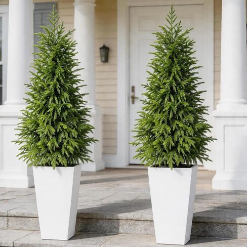 4FT Lighted Artificial Norfolk Pine Tree Outdoor with Lights｜Artificial Topiary Outdoor Tree｜Realistic PE Artificial Outdoor Plants｜Artificial Norfolk Faux Plants Potted UV Resistant in Kuwait