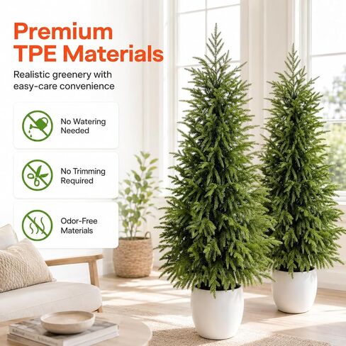 4FT Lighted Artificial Norfolk Pine Tree Outdoor with Lights｜Artificial Topiary Outdoor Tree｜Realistic PE Artificial Outdoor Plants｜Artificial Norfolk Faux Plants Potted UV Resistant in Kuwait