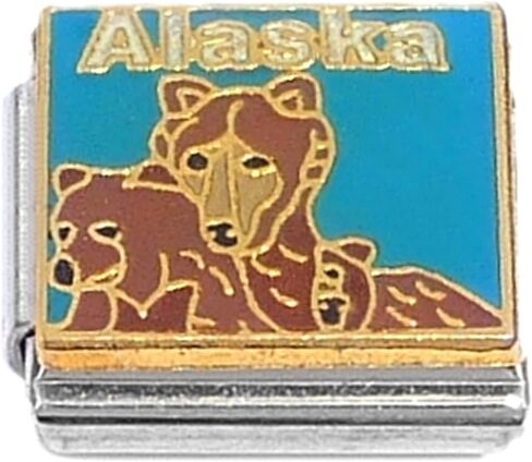 NewCharms Alaska Bears on Blue Italian Charm in Kuwait