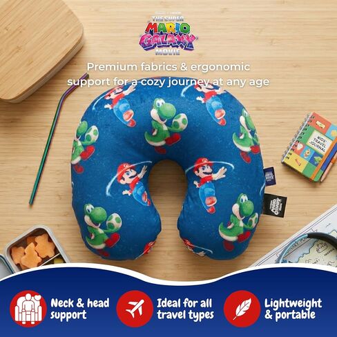 The Super Mario Galaxy Movie Travel Neck Pillow – Kids Soft Comfortable Airplane & Car Pillow, Portable Travel Gift, Ages 3-10, (100% Officially Licensed Product) By Franco in Kuwait