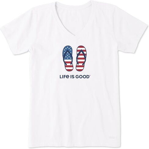 تي شيرت نسائي من Life is Good، تي شيرت برسومات قطنية بأكمام قصيرة in Kuwait