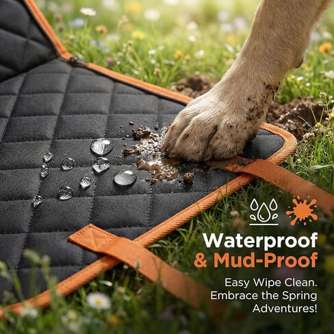All-in-One Dog Car Back Seat Cover – Waterproof Hammock with Side Flaps, 600D Heavy Duty & Scratch-Proof | Nonslip for Cars, Trucks, SUVs | Trusted Black/Orange Protection in Saudi Arabia