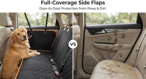 All-in-One Dog Car Back Seat Cover – Waterproof Hammock with Side Flaps, 600D Heavy Duty & Scratch-Proof | Nonslip for Cars, Trucks, SUVs | Trusted Black/Orange Protection in Saudi Arabia
