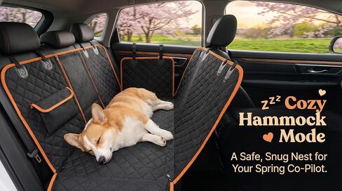 All-in-One Dog Car Back Seat Cover – Waterproof Hammock with Side Flaps, 600D Heavy Duty & Scratch-Proof | Nonslip for Cars, Trucks, SUVs | Trusted Black/Orange Protection in Saudi Arabia