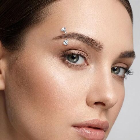 14G Titanium Surface Piercing Jewelry – Flat Bar CZ Staple Barbell, Internally Threaded Tragus Surface Staple Bar, Body Jewelry for Surfaces Tragus, Anti-Eyebrow, Nape (1 Piece) in Saudi Arabia