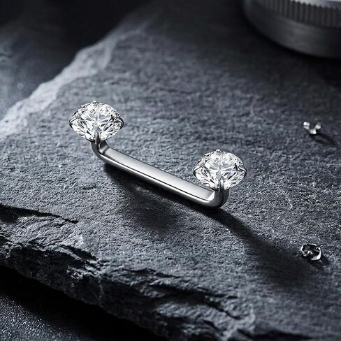 14G Titanium Surface Piercing Jewelry – Flat Bar CZ Staple Barbell, Internally Threaded Tragus Surface Staple Bar, Body Jewelry for Surfaces Tragus, Anti-Eyebrow, Nape (1 Piece) in Saudi Arabia
