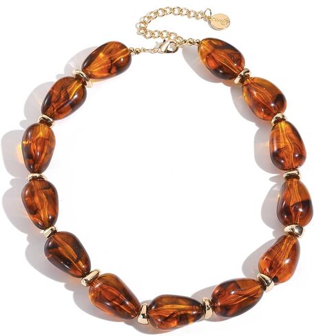 Coiris Chunky Beaded Necklaces for Women Resin Statement Handmade Colorful Large Beads Boho Choker Necklace Jewelry for Women in Kuwait