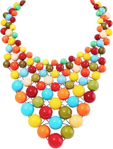 Coiris Boho Layered Necklace for Women Statement Chunky Beaded Strand Necklaces Bohemian Colorful Beads Woven Jewelry Gift for Summer Party in Kuwait
