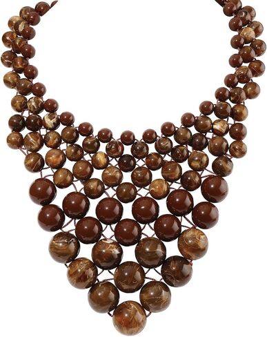 Coiris Boho Layered Necklace for Women Statement Chunky Beaded Strand Necklaces Bohemian Colorful Beads Woven Jewelry Gift for Summer Party in Kuwait